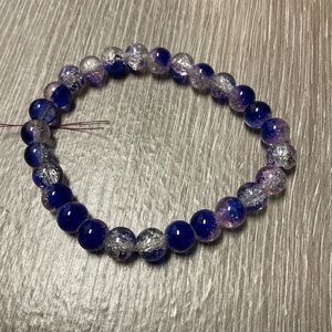Blue and Clear Beaded Bracelet